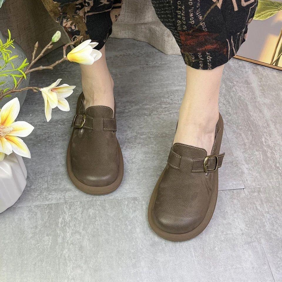 Women's shoes large size women's shoes flat bottom autumn new fashion casual buckle belt women's shoes casual women's shoes breathable