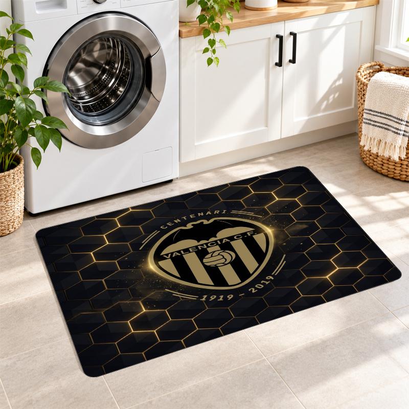 Flannel Kitchen Mat Valencia FC Soft Area Rug Non Slip Floor Carpet Home Decoration