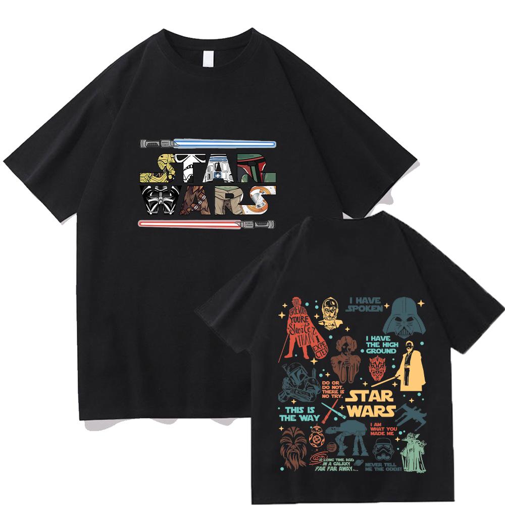 

Star Wars Characters Graphic T Shirts Print Clothes Casual Cotton Tops Women Men Fashion Short Sleeve Tees XS чёрный