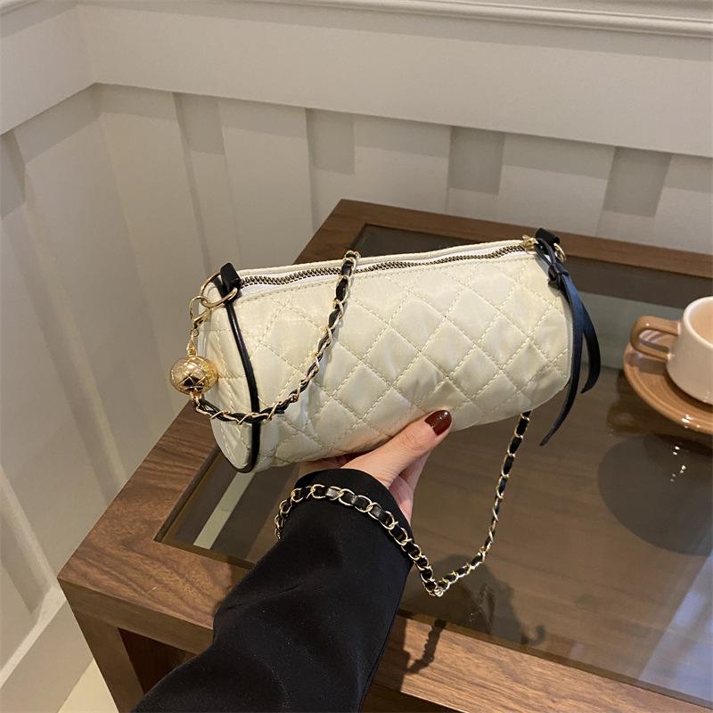 Straw Fashion Casual Bag Chain Bag 2025 Spring New Versatile Ins Shoulder Cost-effective Cylinder Bag
