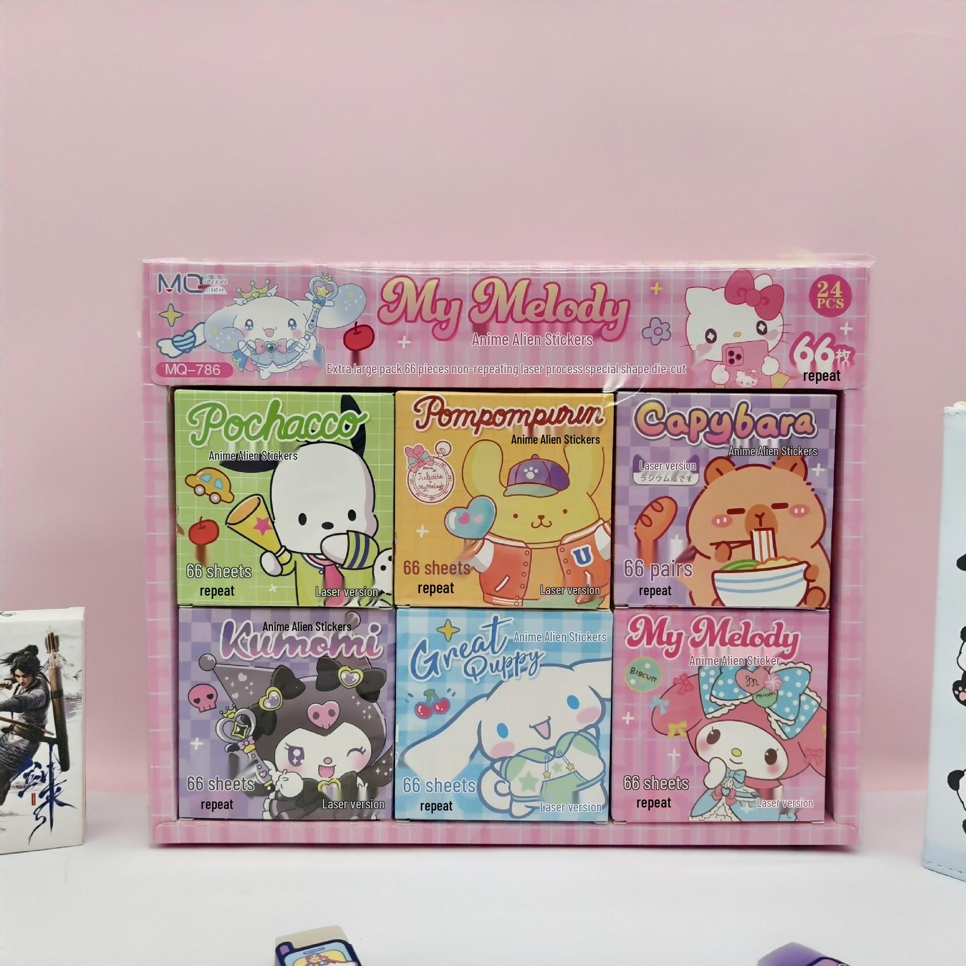 Sanrio Kuromi & Big Ear Dog Waterproof Sticker Set - 60 Irregular Shape Journal Stickers