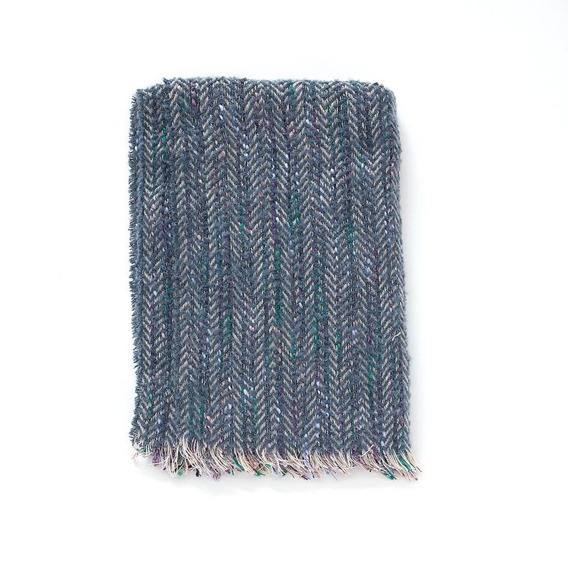 Schal Herbst und Winter Fischgrätenmuster neue Kreiswolle lockerer Bart Fransen Schal