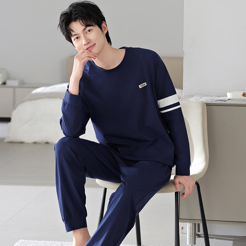 Pajamas Men'S Spring And Autumn Autumn Cotton Long Sleeve Loungewear Men'S Cotton Thin Casual Outfit