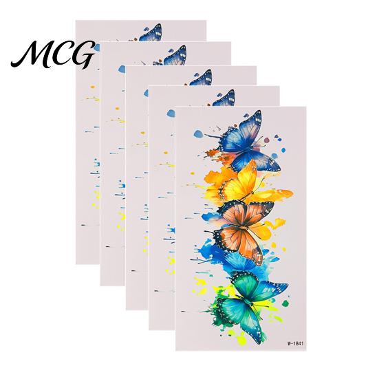 Easy Apply Tattoo Stickers 5 Sheets Butterfly Stickers, Waterproof Temporary Flower Tattoos, Colorful Safe Skin Tattoos Face Body for Parties