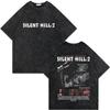 Game Silent Hill  Vintage Washed Tshirt Men Women Gothic Fashion T Shirts High Quality Cotton Oversized Tshirts Streetwear