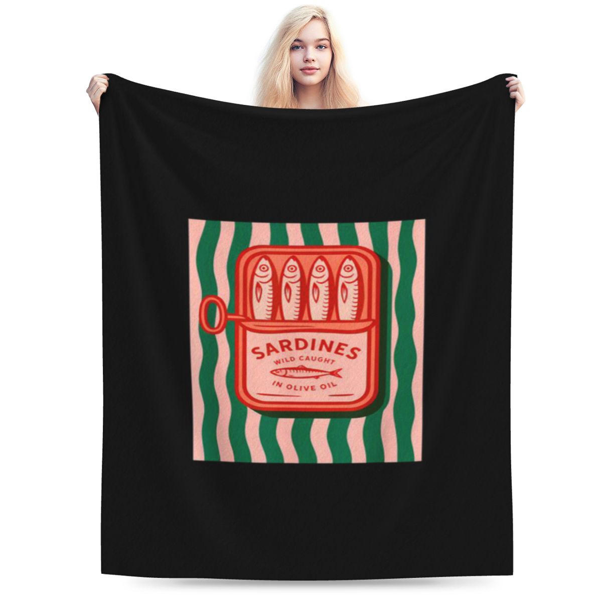 

Sardines Tinned Fish Retro Custom Comfortable Gift An UltraSoft Micro Fleece Blanket 75x100cm 30x40in