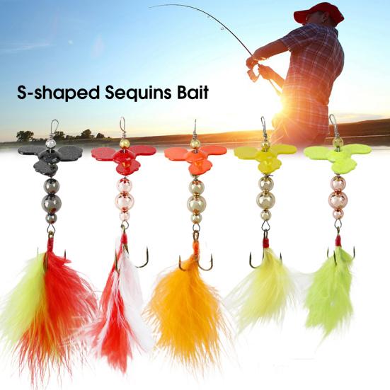 5Pcs Metal Baits Fishing Lures with Treble Hook Bright Color Compact Design Portable Rotating Sequins Crankbait for Bass Trout Perch