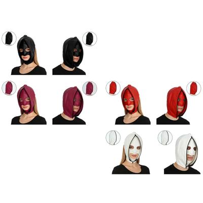 Leather Mask Full Face Double Layer Headgear Zip Head Hood Adjustable Lace-Up Leather Bondage Masks Halloween Cosplay Party Mask