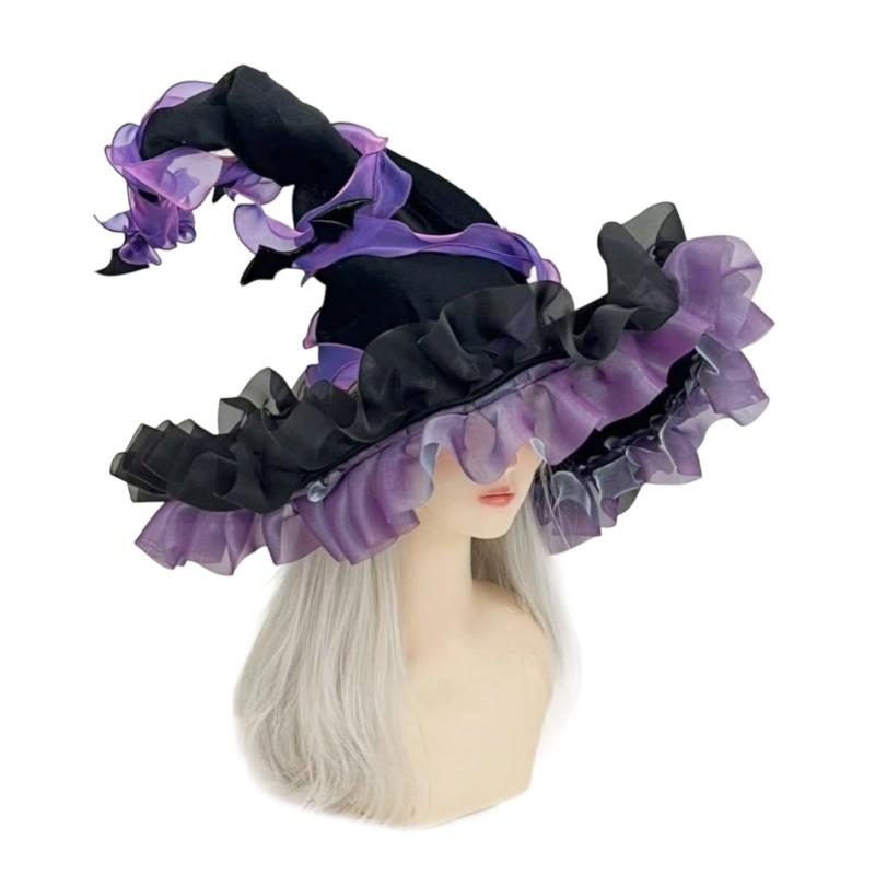 

Adjustable Witch Costume Hat Lightweight Comfortable Fabric Elastic Band For Halloween Parties Cosplay Event And Themed Gatherings фиолетовый