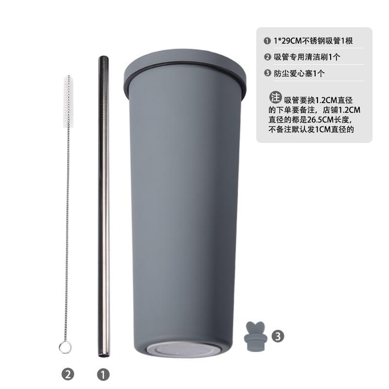 830ml Stainless Steel Insulated Tumbler With Wide Opening Straw Lid Bubble Tea Coffee Water Vacuum Thermos Cup Office