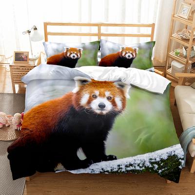 Brauner Waschbär Königin King Doppel Full Bettbezug Reizendes Tier Bettwäscheset Wildtier Steppdeckenbezug 2/3tlg. Polyester Bettdeckenbezug
