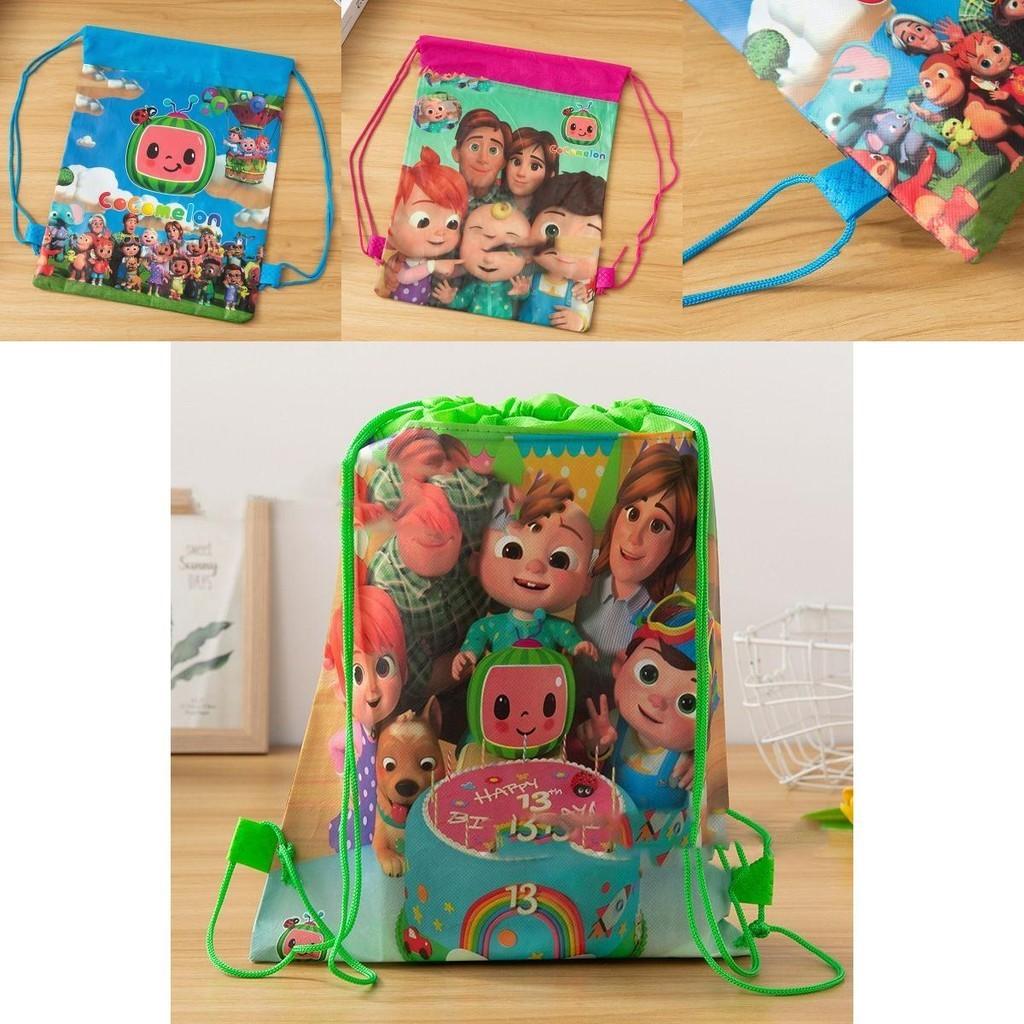 Cocomelon Drawstring Bag Backpack For Kids Featuring Stain-resistant Non-woven Fabric
