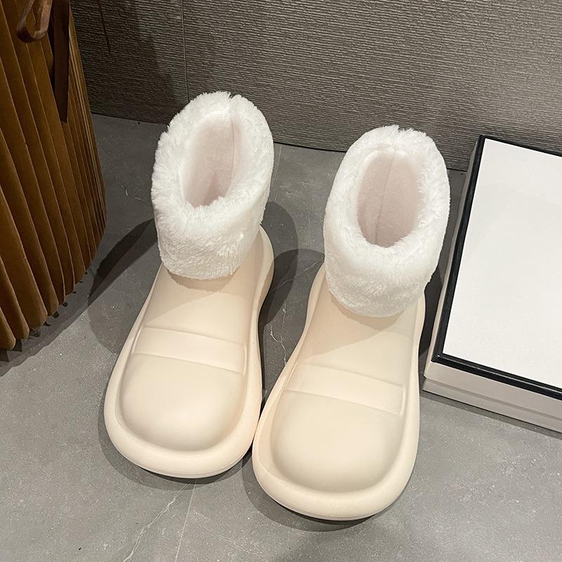 Fashion Women's Rain Shoes Big Head Water Shoes Platform Martin Boots Inner Height Increase Non-slip Velvet Warm Short Rain Boots Women