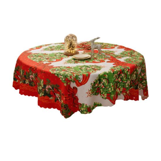 Față de masă rotundă de Crăciun Iarnă Holly Om de zăpadă Față de masă Decorativă Acoperire de masă Pânză pentru Interior Exterior Petrecere de Sărbători Decor Masă de Prânz