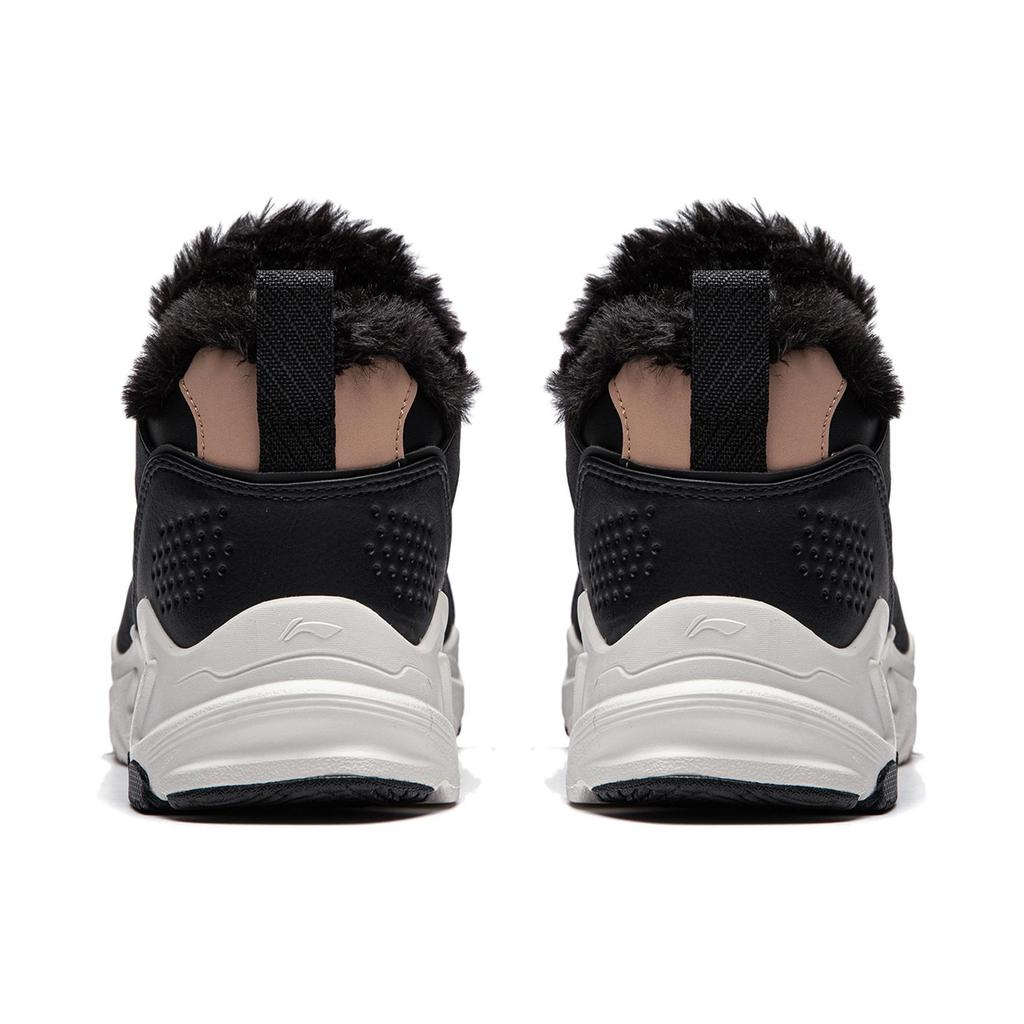 New LiNing Defender Warm Mid Top Running Shoes Women's Black White AGLT128-1