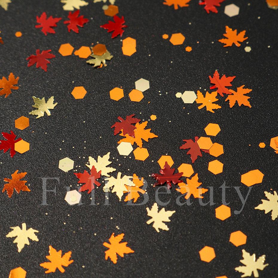 Nail Art Sequins Ins Autumn Thanksgiving Maillard Color Fantasy Maple Leaf Sequins Glitter Set