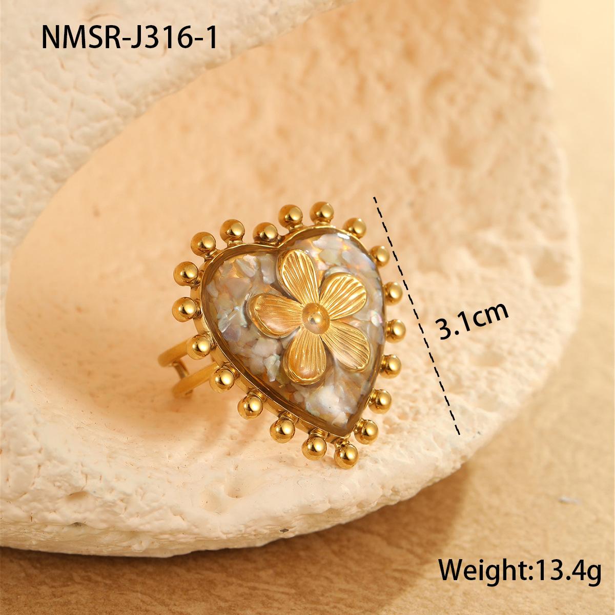 GEMCHIC Women s 18K Gold Plated Stainless Steel Heart Flower Ring Geometric Open Ring for Women Fashion Luxury Jewelry
