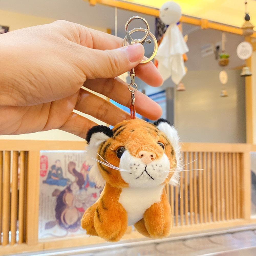 

Collection Tiger Plush Keychain Fluffy Tiger Plush Toy Tiger Doll Keychain Bag Decoration коричневый