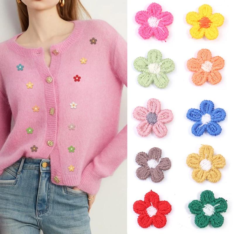 30PCS Multicolor Mini Flower Appliques Embroidered Flower Appliques DIY Clothes Sewing Supplies Headwear Decor Patches