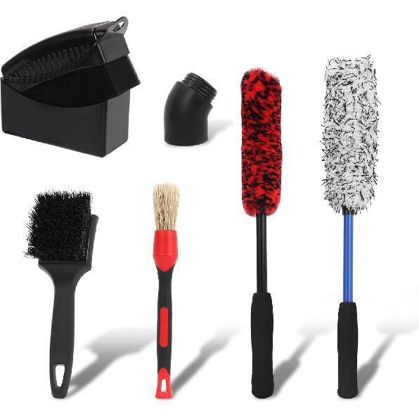 5 Pack Car Wheel Cleaner Brush Kit, Microfiber Cleaning Brush for Tire & Rim, Bendable & Durable, Detailing Brush Set for Cars, Trucks, Suvs &