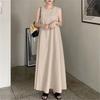 Long Skirt Halter Loose Pocket Round Neck Style Sleeveless Swing Dress Woman