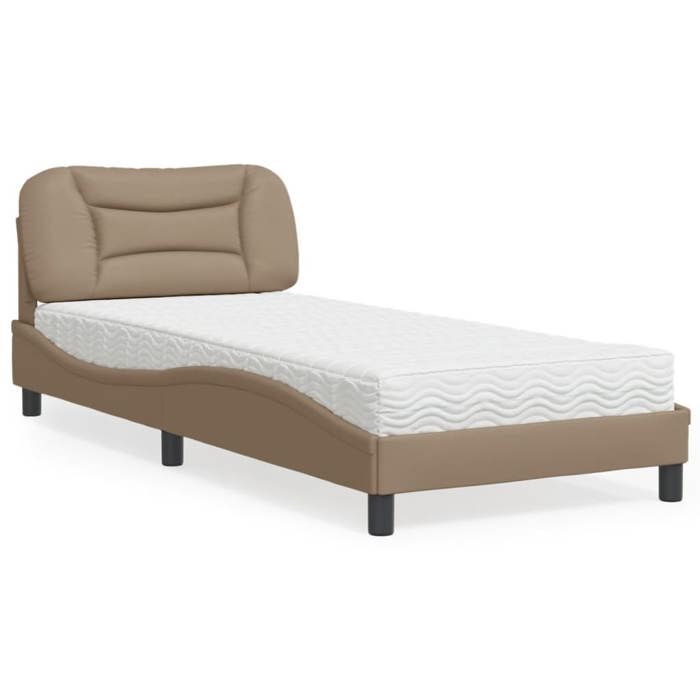 VidaXL Bed with Mattress Cappuccino 90x190 Cm Faux Leather 3208693