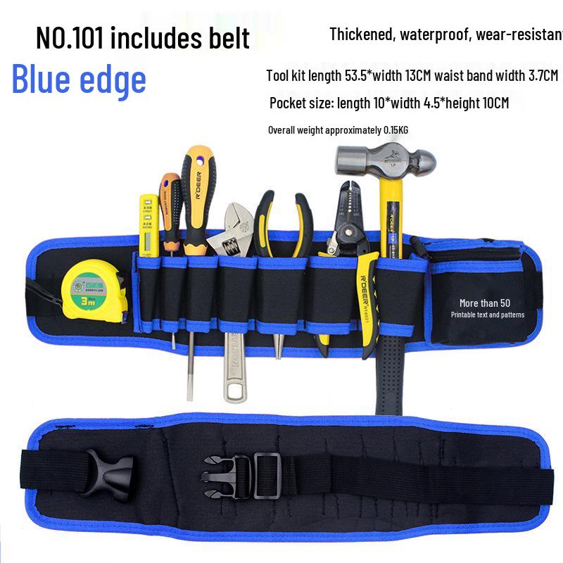 Thickened Canvas Multi-Tool Waist Bag with Large and Small Pockets for Electricians