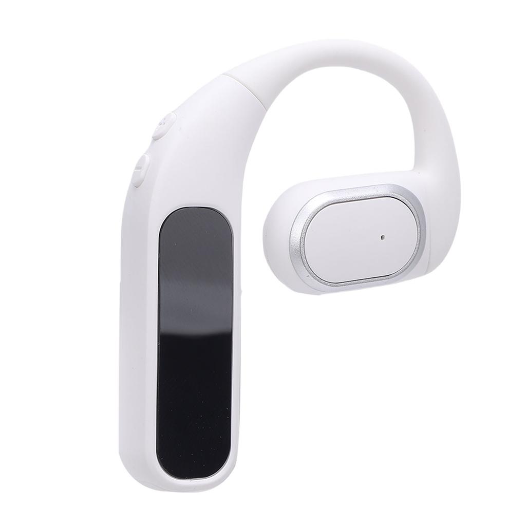 Wireless Bluetooth Earphone Digital Display Water Proof Over Ear Bud with Ear Hook for Mobile Phones White