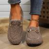 34-41 Big Size Lambwool Moccasins Femme Curly Sheep Fur Flats Woman Warm Plush Loafers Winter Cotton Shoes Women Furry Snow Boot