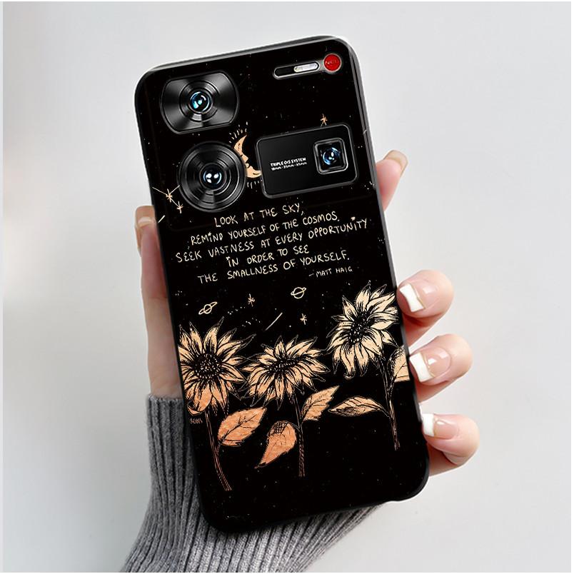 Cute Case For ZTE Nubia Z60 Ultra 5G Capa Fundas Printing Shells Protective Back Cover Soft Silicone Cartoon Black Casing Coque