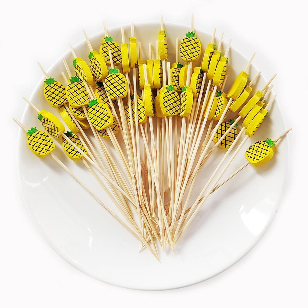 100 pezzi di perle per matrimonio, spiedini monouso in bambù, bastoncini per cocktail di frutta, cibo, buffet, snack, forchette, forniture per matrimoni, compleanno