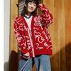 Li Ning Cny Serie Wanshi Qingsong Motivo Logo Ricamato Maglione Lavorato a Maglia a Maniche Lunghe con Scollo a V Unisex Maglione Rosso Agata AMBU245-1