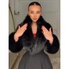 Women Wool Blend Coat Faux Fur Collar Cuffs Fitted Waist Flared Maxi Silhouette Outerwear Winter Elegant Street Overcoat