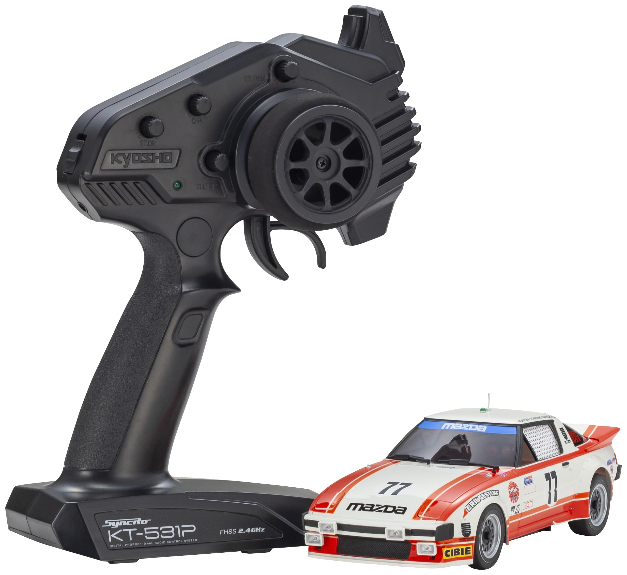 

Kyosho RWD Readyset Mazda Savanna 1979 Daytona Car 77 Electric Radio Control 32365R Mini-Z MR-04 RX-7 (SA22C) No.