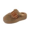 High Value Ins Fluffy Slippers Women's 2025 Autumn and Winter New Belt Buckle Niche Design Cotton Slippers Trendy Outside