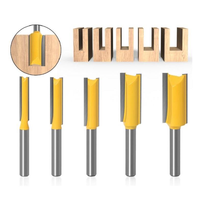 

1/5 шт. 1/4 дюйма, прямая фреза из карбида вольфрама с хвостовиком, одна двойная фреза, фреза по дереву, фреза для работы по дереву