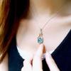 Women Drift Bottle Pendant Heart Rhinestone Inlaid Necklace Jewelry Gift