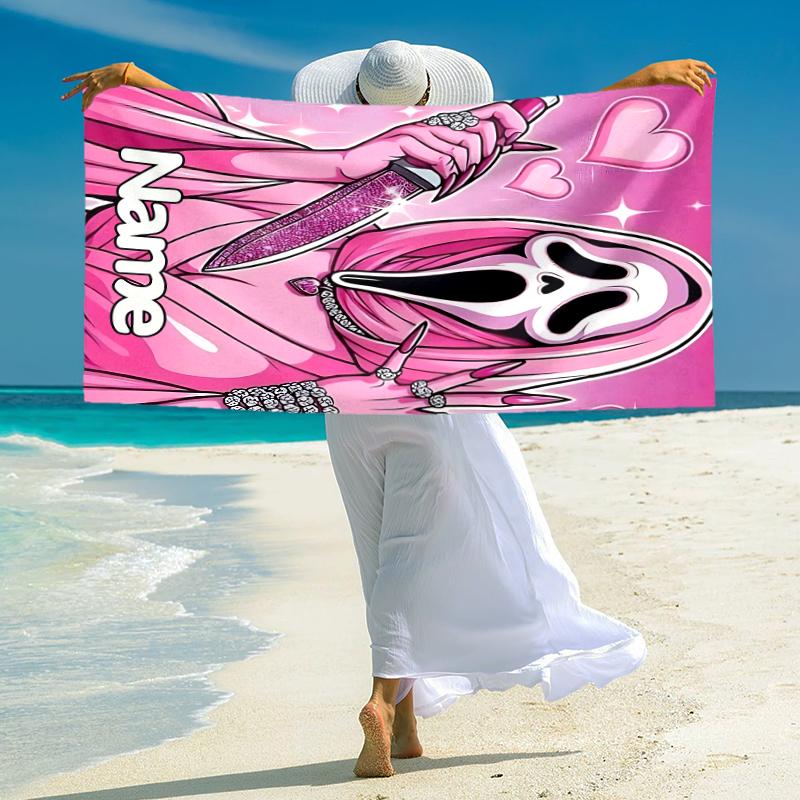 Personalized Horror Movie Mashup Beach Towel Microfiber Beach Towel Thin Absorbent for Beach Swimming Yoga Bath Sports. 09107