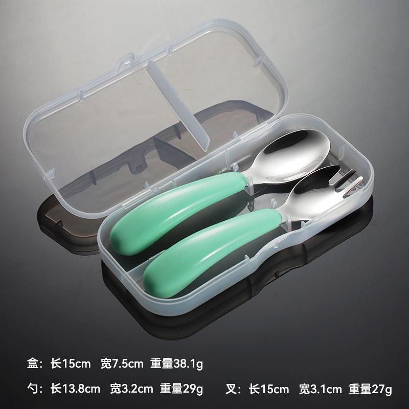 304 Stainless Steel Children's Portable Tableware Multi-color Mother and Baby Gifts Fork and Spoon Box Gift Box Set Baby Feeding