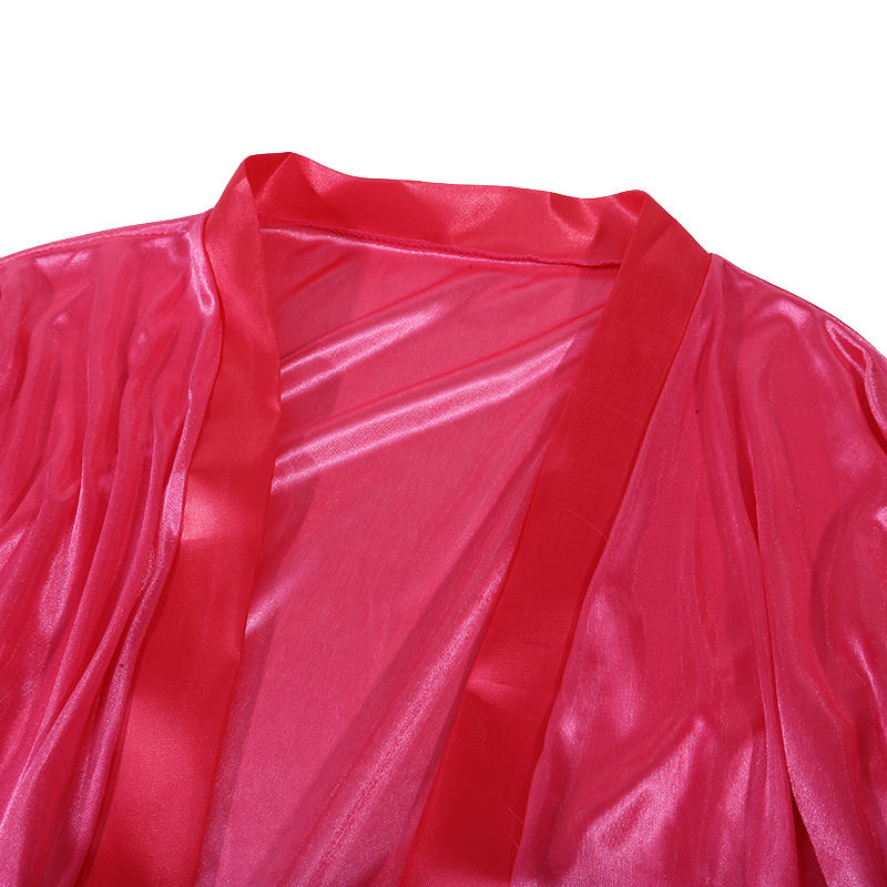 Women Lace Stitching Long Bathrobes Nightgown Soft Silk Dressing Gown Bath Robe Large Size Sexy Pajamas