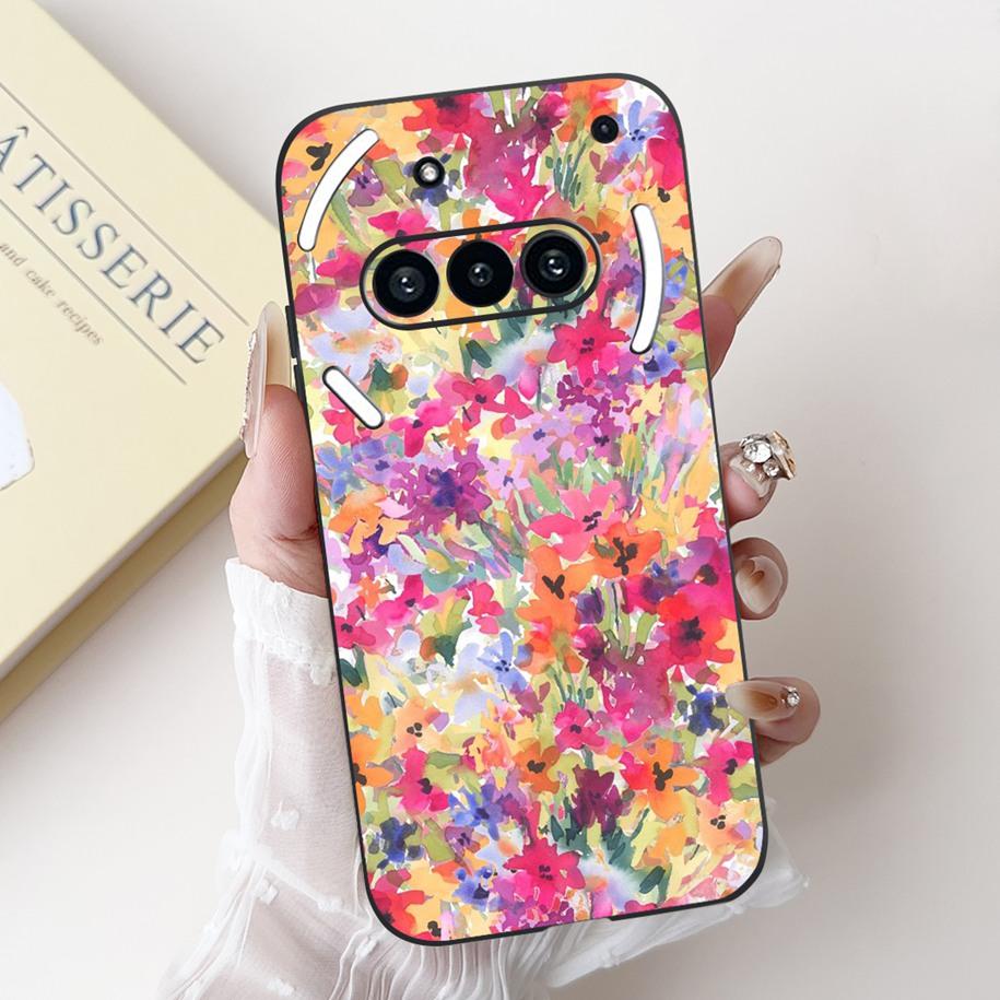 For Nothing Phone 3A Case A059 Cover Fashion Flower Soft Silicone Black Shockproof Cover On Nothing Phone3A 3 A 3APro A059P Capa