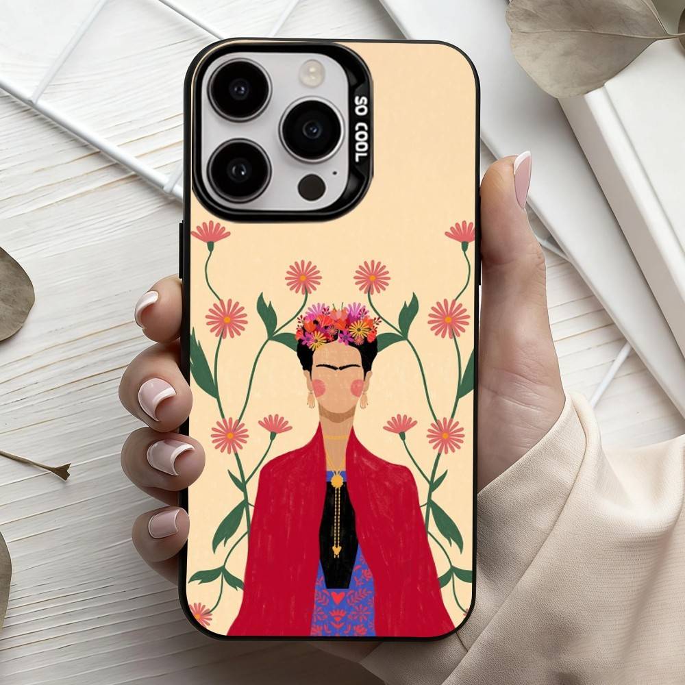 F-Frida-A K-Kahlo-g A-Art  Phone Case For iPhone17,16,15,14,13,12,11 Plus,Pro Max Black Candy Silver Plated Cover