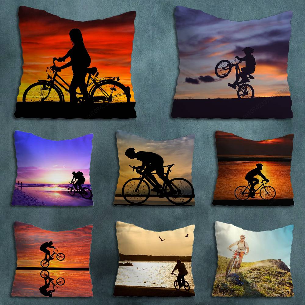 Leisure Art Sunset Cycling Pillow Case For 30x30cm45x45cm55x55cm For Home Bedroom Decoration And Protector