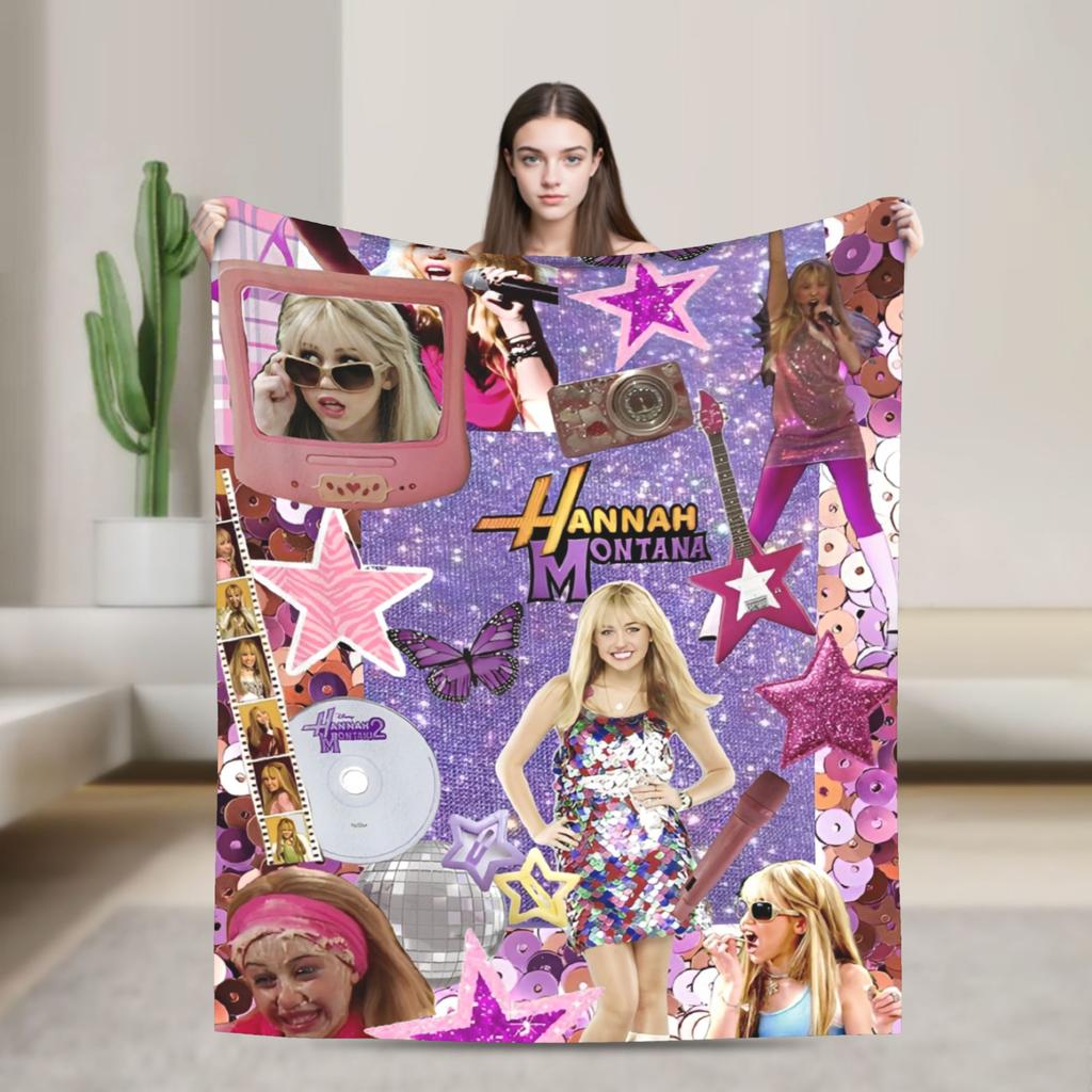 Hannah Montana Miley Stewart Deka Vtipná TV Flanelová Vtipná Měkká Přehozová Deka pro Domov Restaurace Textilní Dekorace Cestování