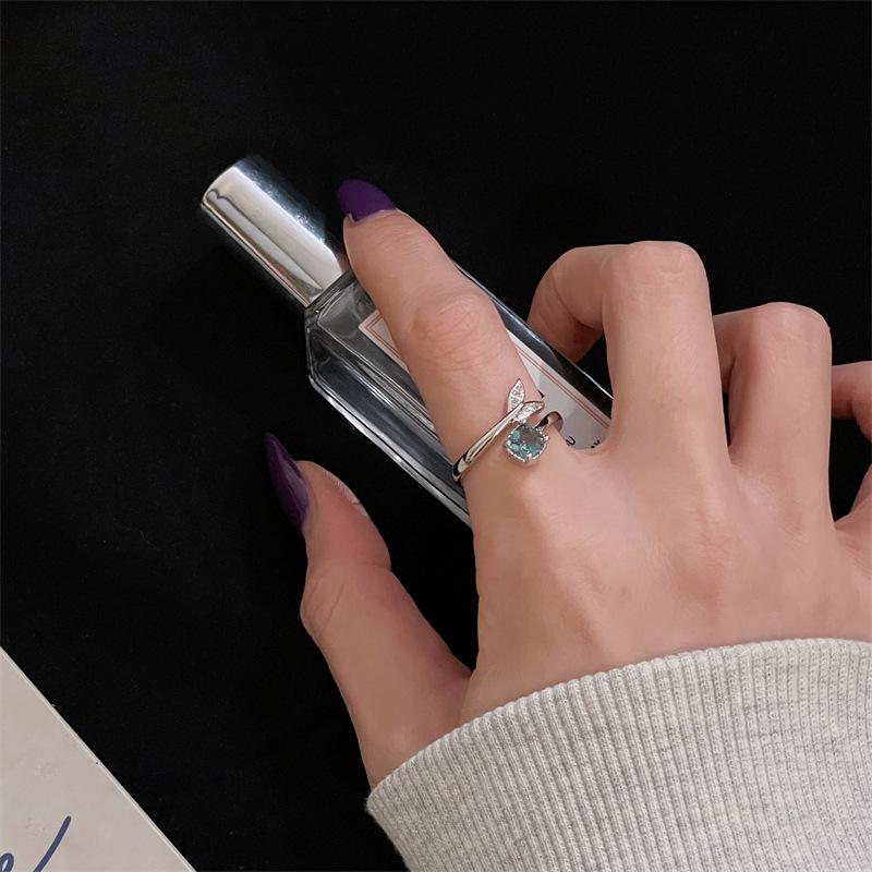 New Light Luxury Zircon Niche Design Sense Unique Opening Ring Women'S Cold Wind Exquisite Fashion Jewelry