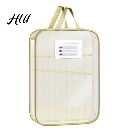Transparent Stationery Bag Mesh Zipper Pouch File A4 Letter Size 3-Layer Quality Storage Case with Handle Document Organizer for School Travel Office