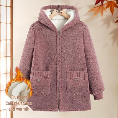 SIFONE Women's Plush-Lined Lamb's Wool Hooded Coat