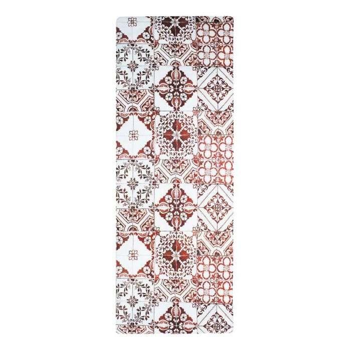 Tapis de cuisine carreaux de ciment rouge 45x120 - vinyle antidérapant