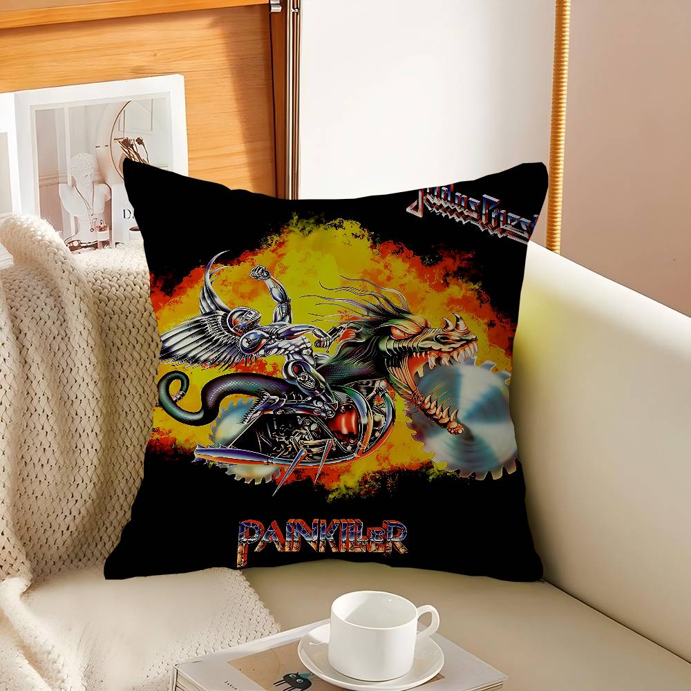 

J-Judas Priest Heavy Metal Band Decorative Room Aesthetics Pillow Case Home Decor Bedroom Sofa Bed Couch Pillow Cover 45x45 16x16Inch