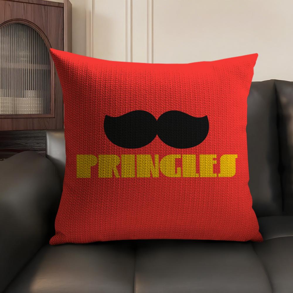 Classic P-Pringles Cushion Cover Summer Breathable Linen Organic Fabric Double-Sided Printing Sofa Pillow Case Home Decor